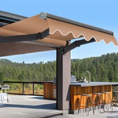 升级款 手摇电动收缩遮棚阳台庭院.门面遮雨 金刚臂遮阳折叠伸缩式