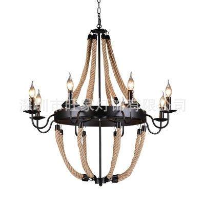 工业风复古麻绳吊灯创意餐厅网咖服装理发店个性美式怀旧酒吧灯具