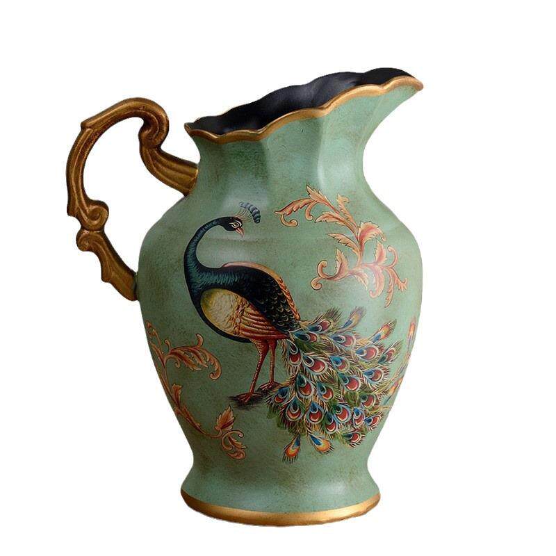 美式陶瓷花瓶复古摆件客厅插花家居装饰花仿真花假花工艺品摆设
