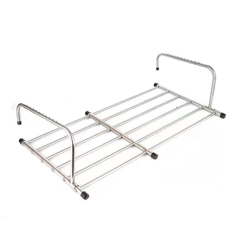 架不锈钢窗外阳台鞋防盗窗晾台挂扣衣架子晒折叠伸缩晒晾衣架