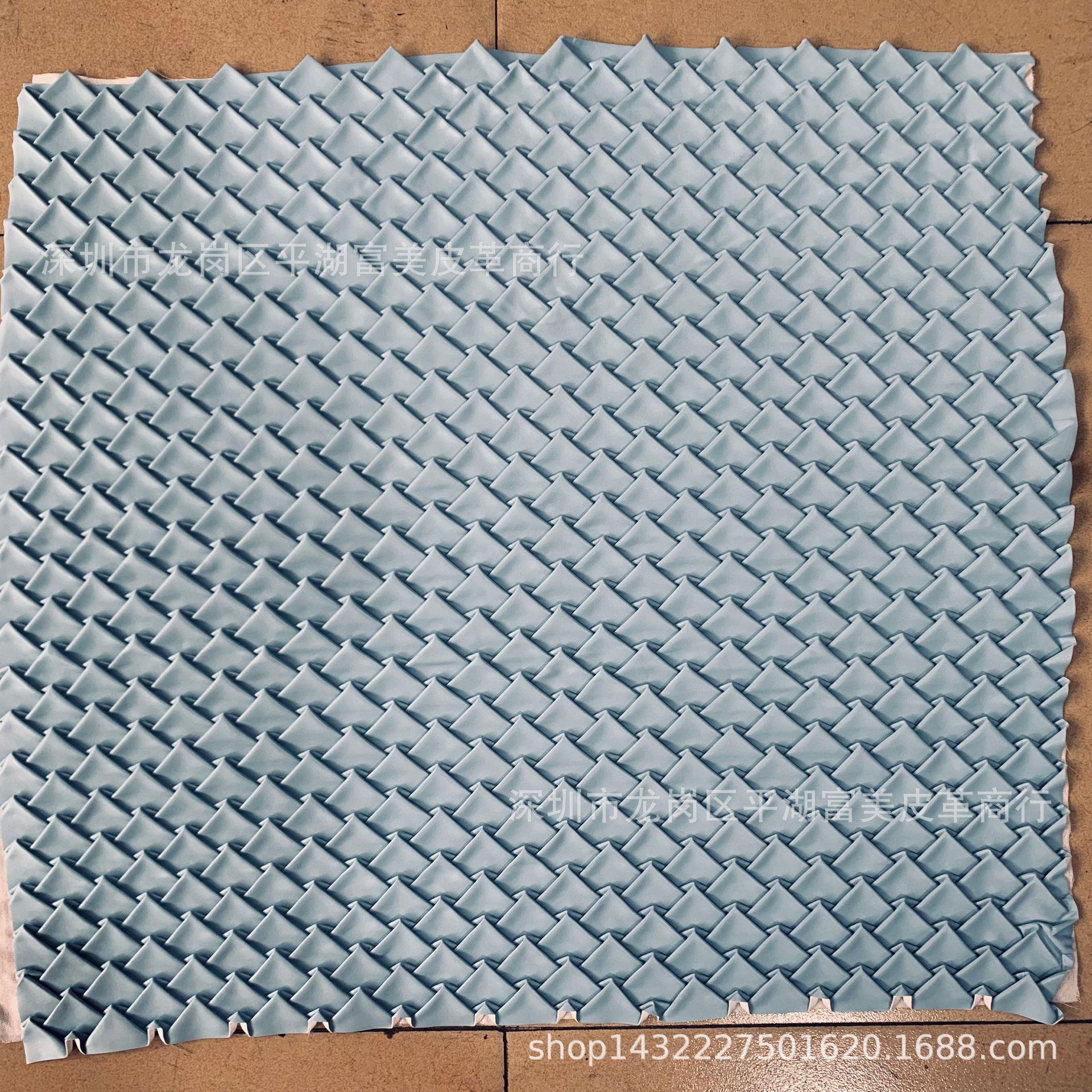 手工编织PU皮革,手工编织三角折,皮料大三角褶皱
