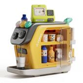 新款 仿真收银台咖啡机玩具冰箱收纳柜过家家超市经营模仿玩具