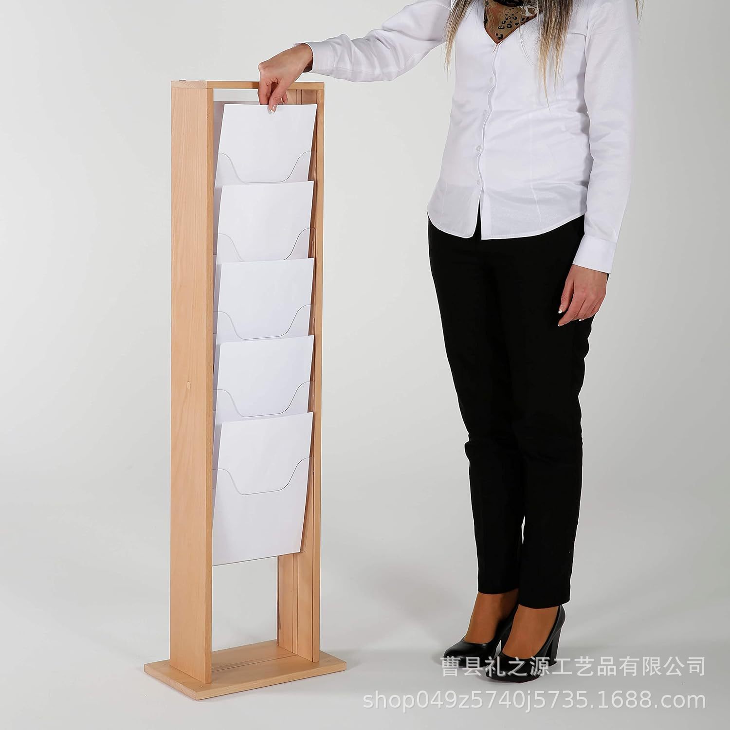 木制杂志展示架双面落地式亚克力传单文献目录支架小册子宣传页架图片
