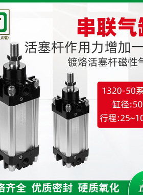 ISO-VDMA标准1320-50系列串联气缸 双倍用力镀烙活塞杆磁性气缸