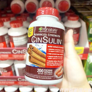 美国 TruNature肉桂酵母铬降血*糖CinSulin胶囊200粒 现货