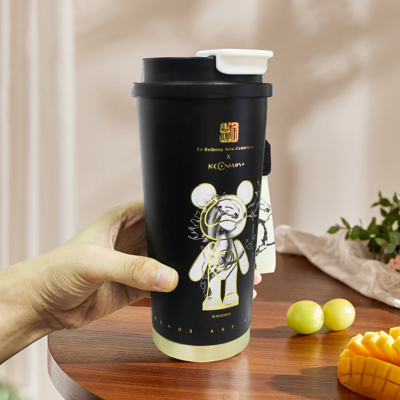 星际熊徐悲鸿艺术联名男士咖啡保冷保温送男生送礼商务不锈钢水杯