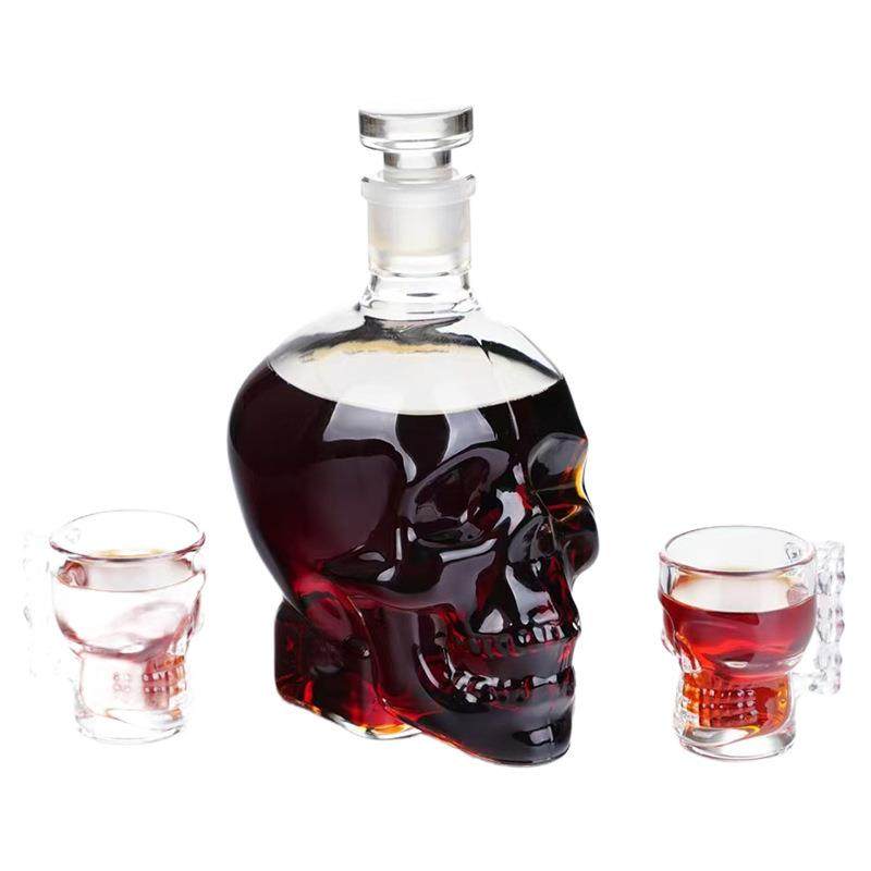 骷髅头酒瓶创意醒酒分酒器酒具玻璃洋酒杯密封储酒自酿泡酒瓶