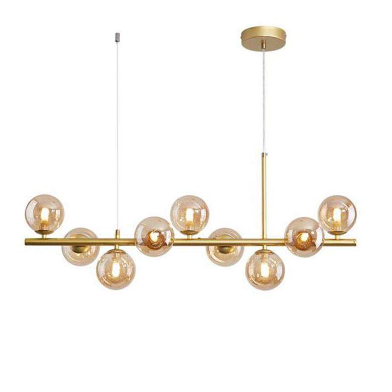 家装吊灯餐厅玻璃魔豆灯北欧风岛灯设计师长形创意吧台灯家用灯具