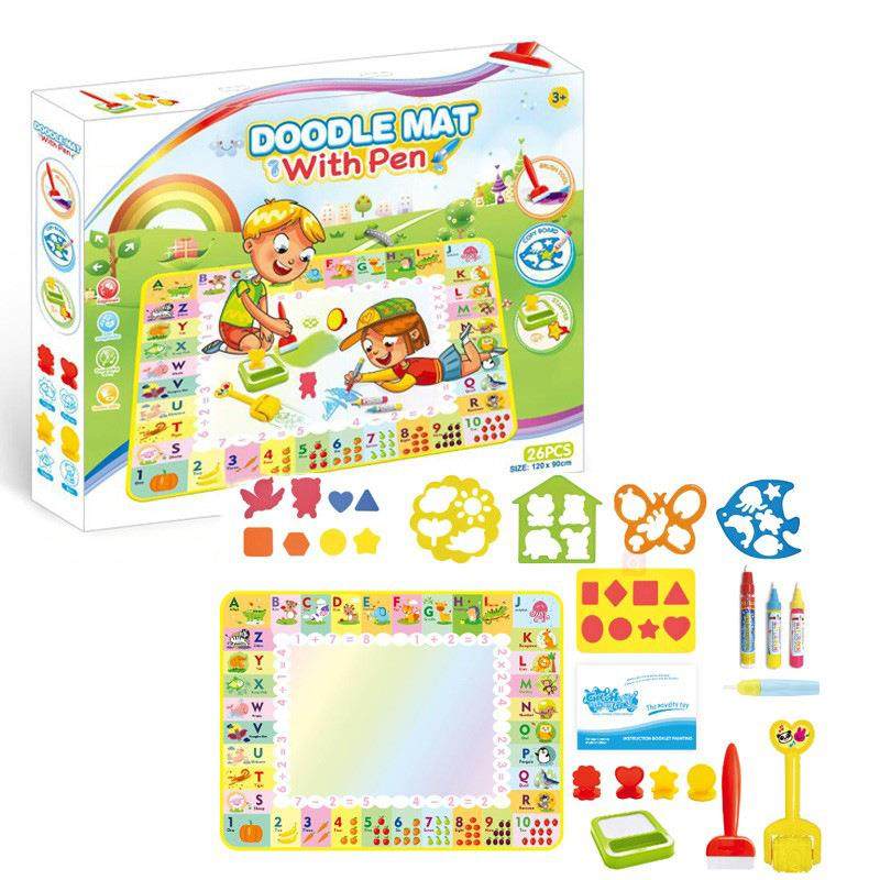 120*90cm可循环使用儿童夜光水画布写字涂鸦创作水画垫玩具