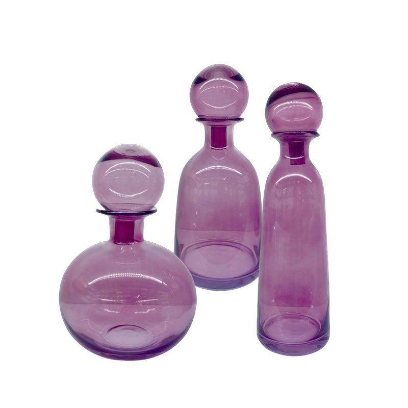 创意艺术纯手工玻璃花瓶彩色圆球带盖储物罐小口家居摆件装饰