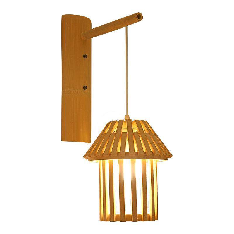 竹编壁灯中式复古田园餐厅饭店民宿茶楼禅意火锅店日式灯笼竹艺灯