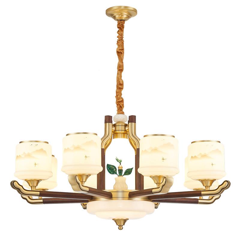 新中吊灯客厅灯中禅意实木中风式大气别墅复式挑空餐厅国灯6式021