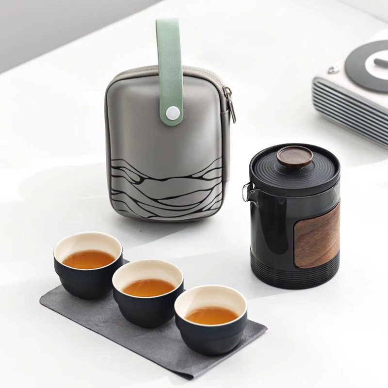 户外旅行茶具套装便携式泡茶壶茶杯一人饮快客杯旅游露营喝茶装