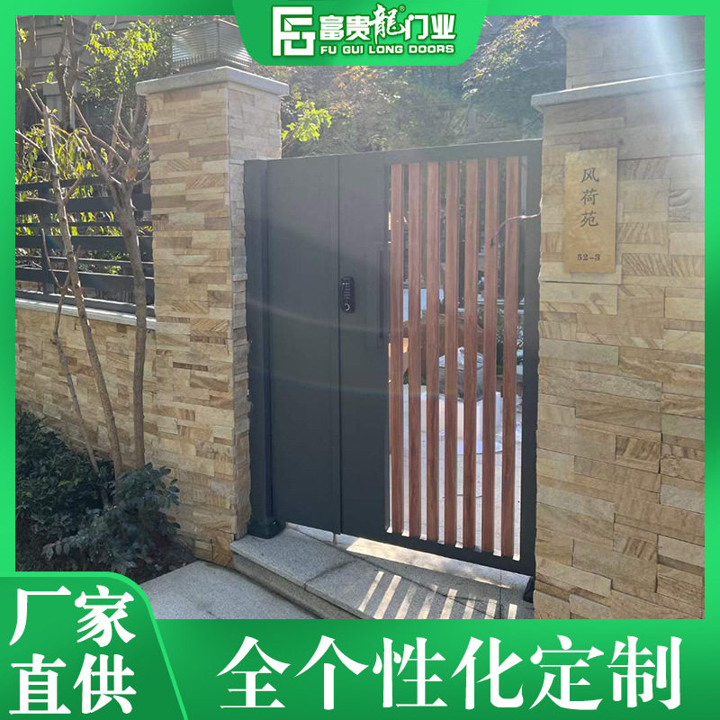 隔音现代铝合金门铝艺防盗门小区别墅铝艺雕刻门子母家用别墅门