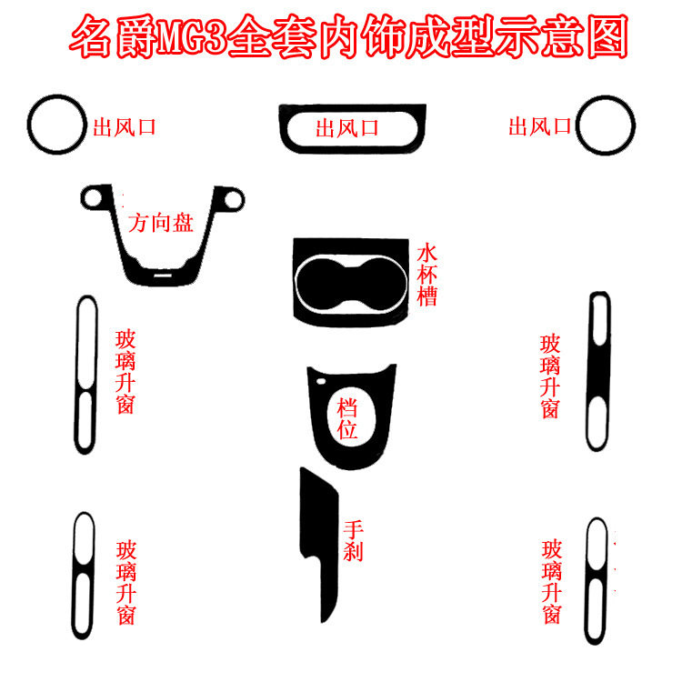 适用于11-16名爵MG3改装内饰汽车贴纸mg3排挡升窗装饰碳纤维贴膜