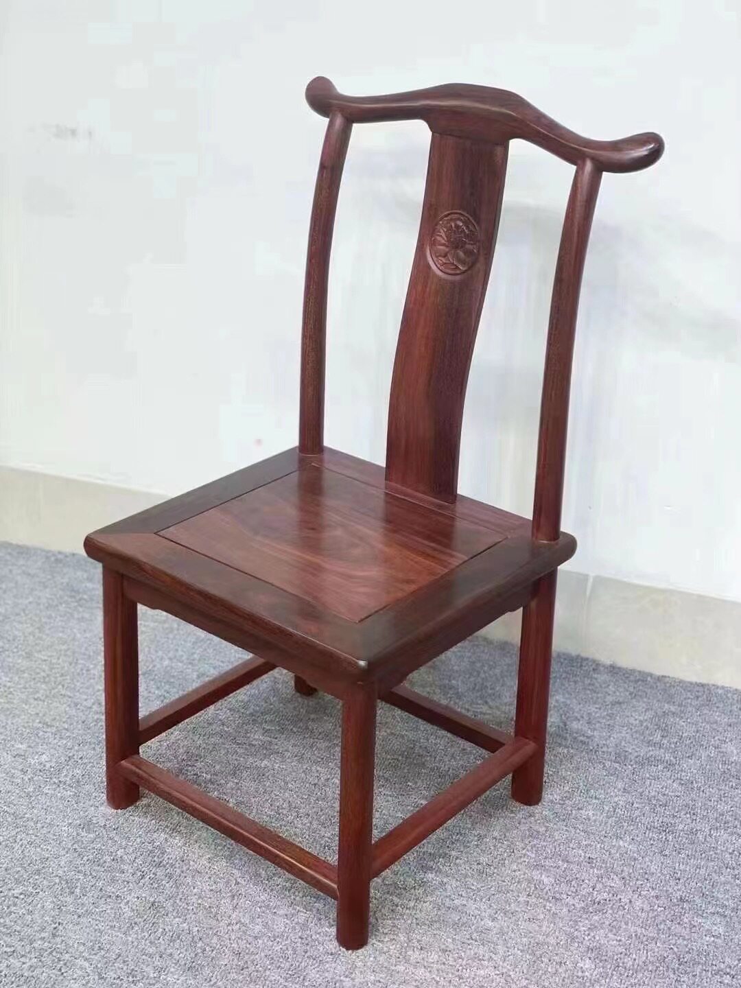赞比亚血檀非洲小叶紫檀小官帽椅儿童椅休闲椅中式仿古红木家具