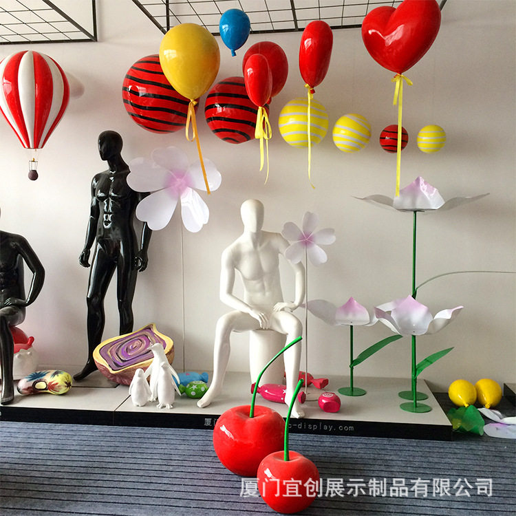 仿真水果雕塑户外玻璃钢樱桃梨子西瓜草莓桃子景观装饰品园林摆件