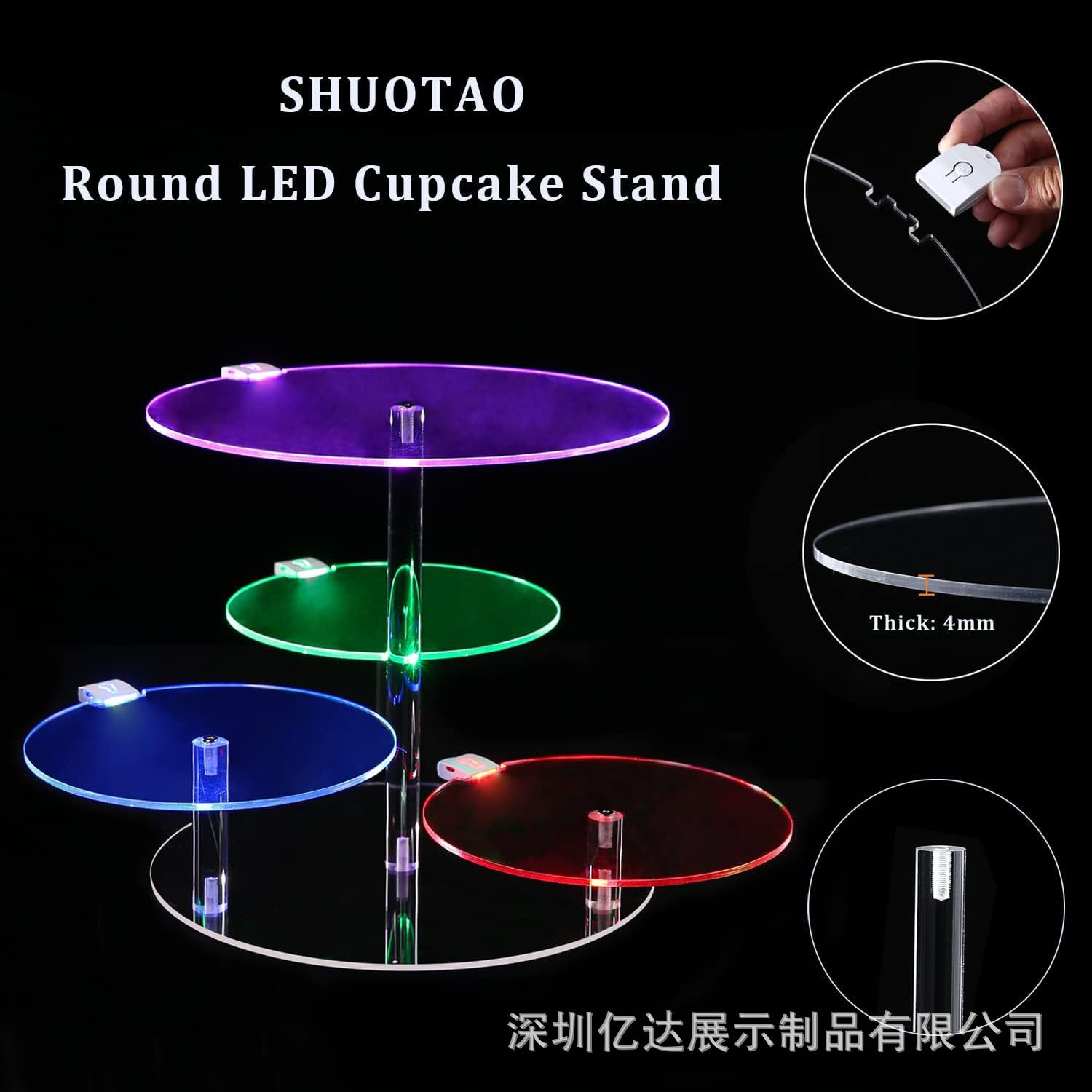 4层LED圆形亚克力透明纸杯蛋糕支架,LED灯透明纸杯蛋糕塔支架