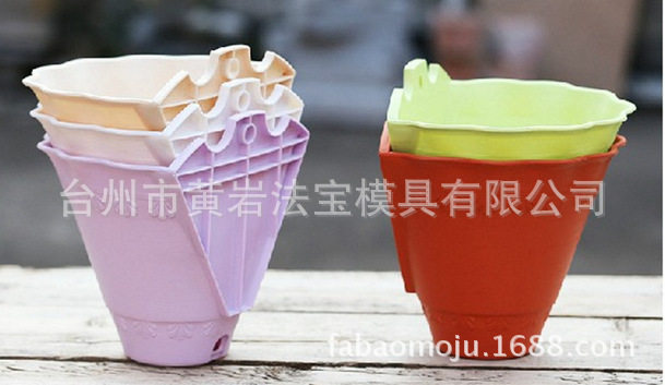 塑料可储水壁挂花盆 挂墙设计新颖 颜色亮丽彩色花盆塑料模具