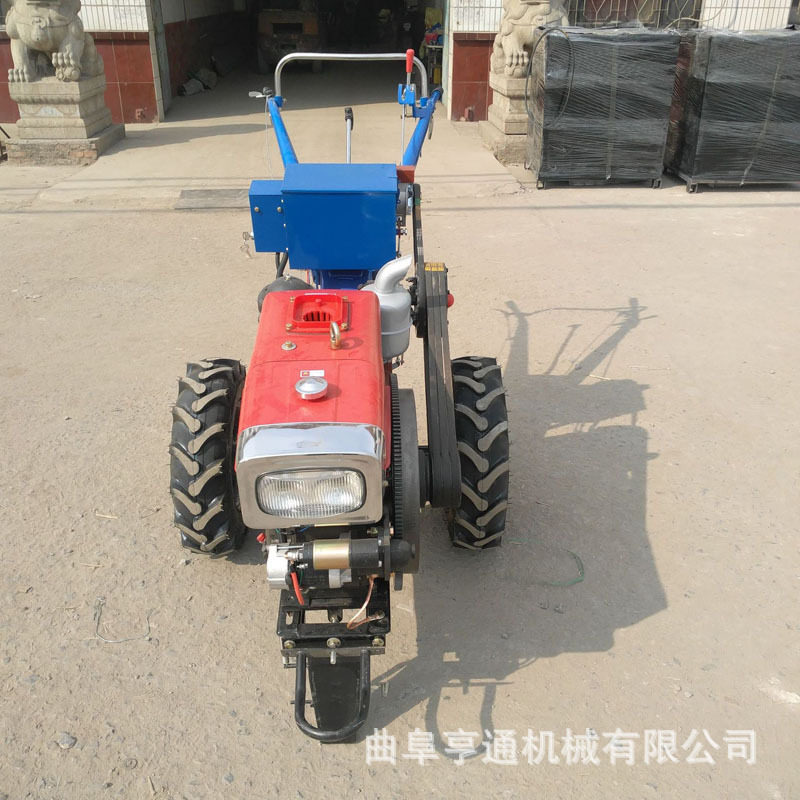 电启动柴油手扶拖拉机农用手扶耕地机前置大灯果园山地旋耕松土