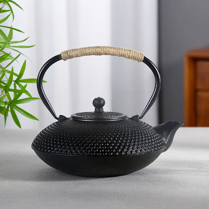 800ml铁茶壶带滤网中式煮水泡茶家用养生铸铁壶摆件饰品茶具跨境