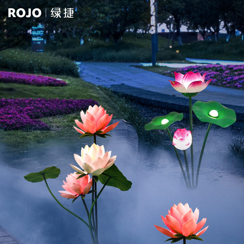 LED户外防水自动开花莲花草坪灯