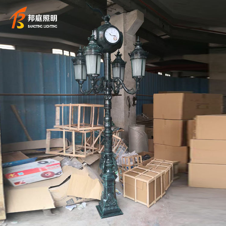 LED欧式庭院灯户外小区公园花园林高杆路灯双头市电欧式庭院灯