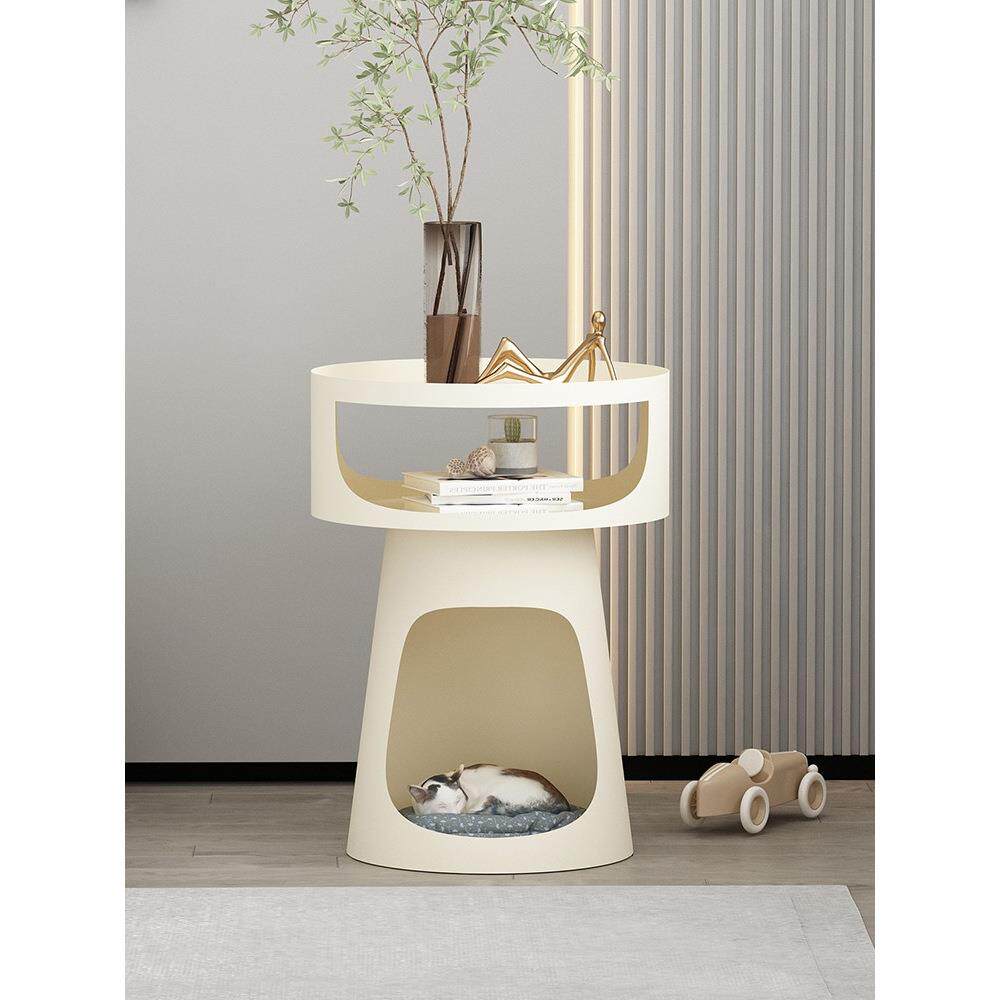 沙发边几现代简约小户型客厅人猫共用茶几奢高级感奶油风猫窝边几