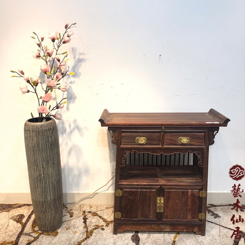 大红酸枝黄檀素面独板香案茶柜
