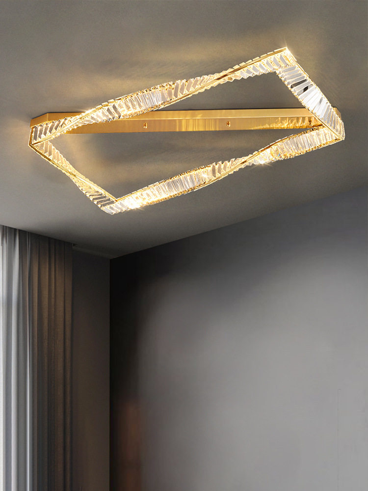 客厅灯具现代简约大气高档网红顶灯大厅主灯长方形轻奢水晶吸顶灯