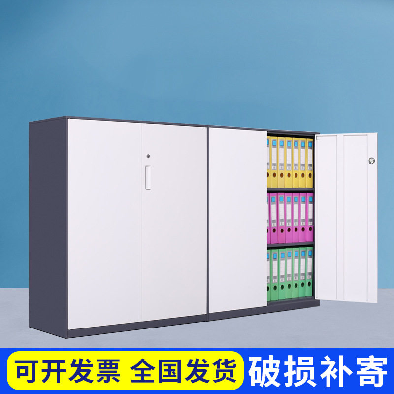 财务凭证柜带锁拆装储物柜办公室矮柜资料文件柜玻璃对开门档案柜