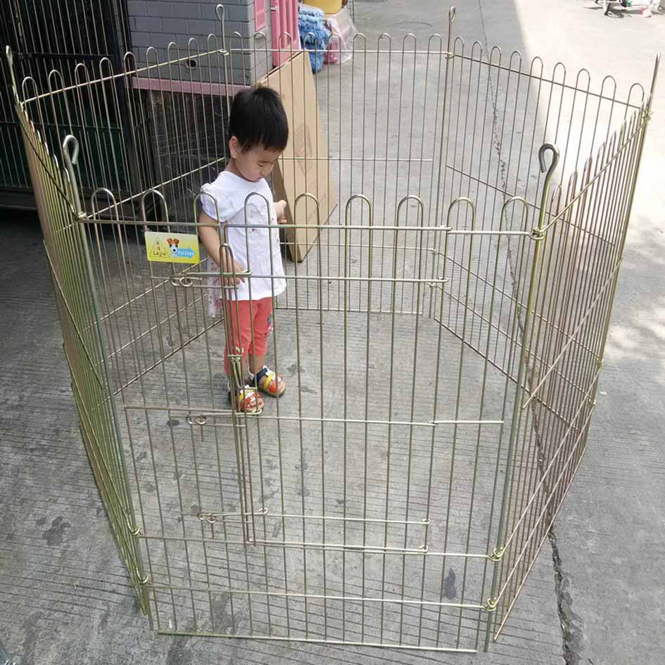乐佳电镀围栏加粗狗狗跑笼彩梓宠物栅栏6片中型犬狗笼子金毛跑笼