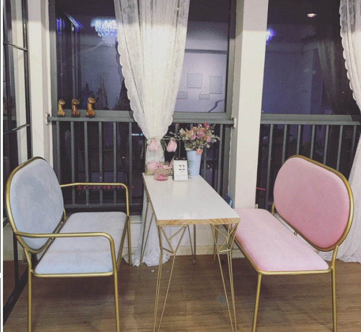 北欧简约铁艺沙发椅现代创意咖啡厅休闲卧室迷你沙发服装店换鞋凳