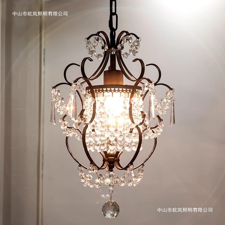 水晶小吊灯阳台过道走廊玄关楼梯衣帽间灯门厅灯单头欧式美式吊灯