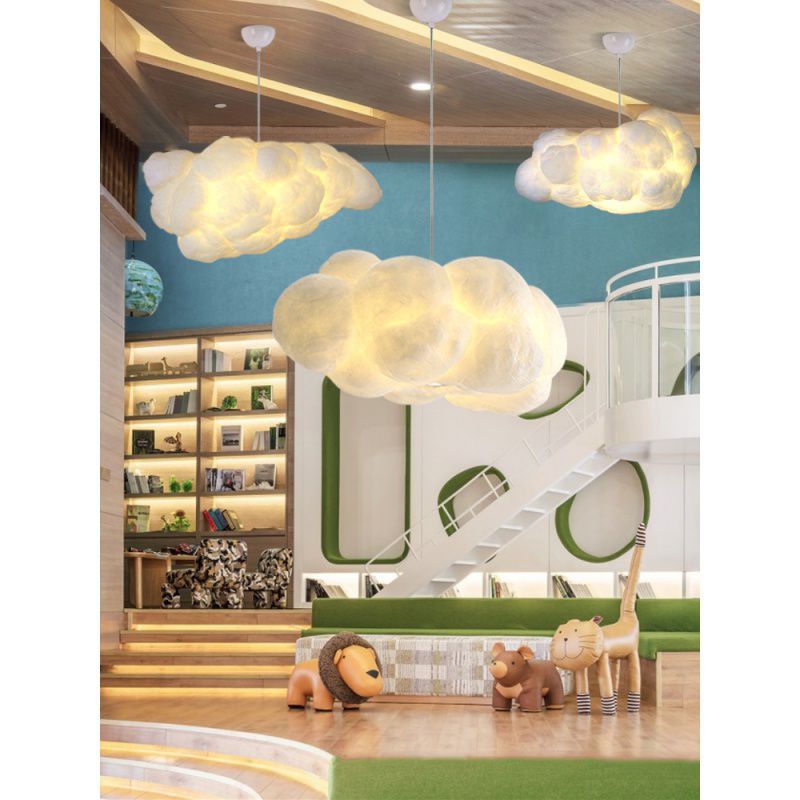 云朵灯吊灯创意卧室儿童房服装店云彩灯酒店幼儿园网红棉花白云灯