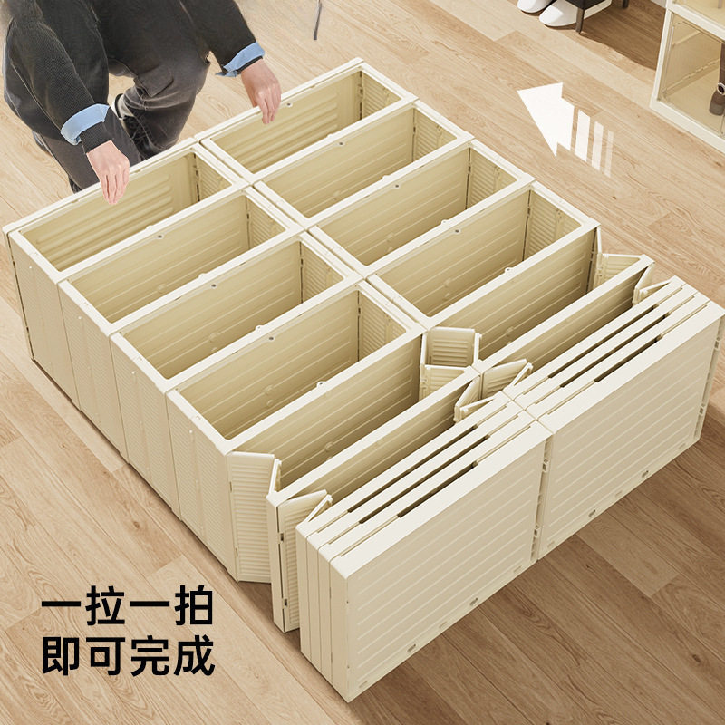 免安装一拉就用大容量多层家用塑料透明收纳鞋盒折叠鞋柜一件起批