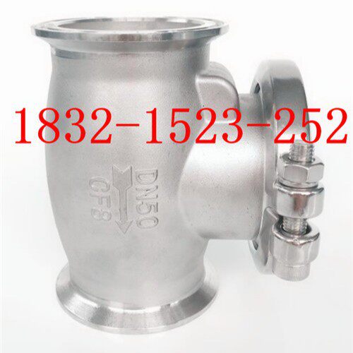 304不锈钢旋启式快装止回阀三通T型卡箍式单向阀H84F-6P 4寸DN100