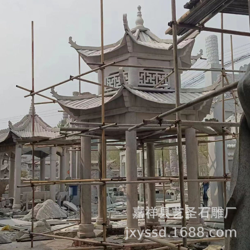 花岗岩石亭 厂家定制安装石雕亭子 方石亭 圆石亭 姊妹石亭 价低