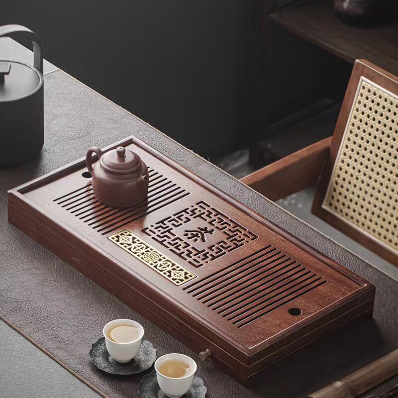 中式花梨实木茶盘家用储水排水两用简约办公喝茶干泡茶台茶海托盘