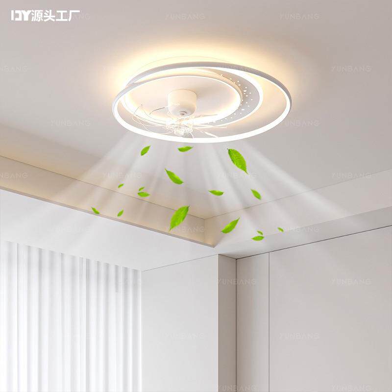 卧室风扇灯2025新款房间吸顶灯带风扇静音摇头智能语音主卧电扇灯