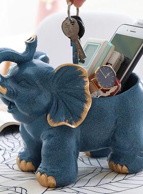 个性放钥匙的收纳盒玄关创意门口摆件桌面装饰大象收纳盒北欧