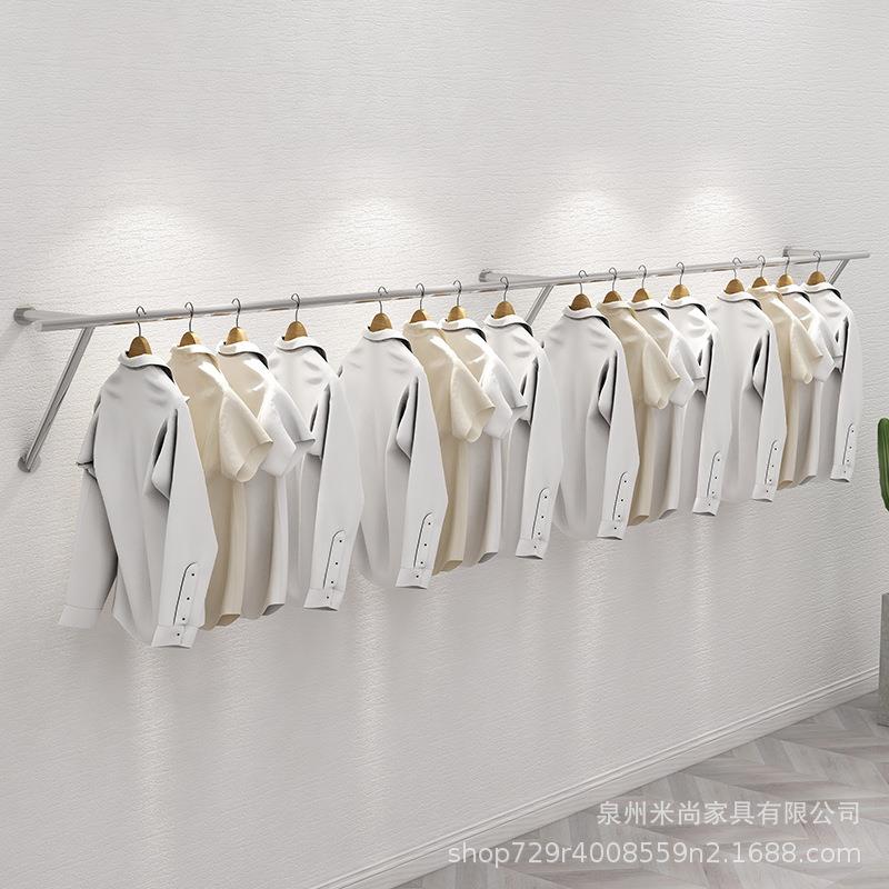 不锈钢服装店上墙展示架壁挂式挂衣架陈列架女装货架童装店挂衣杆