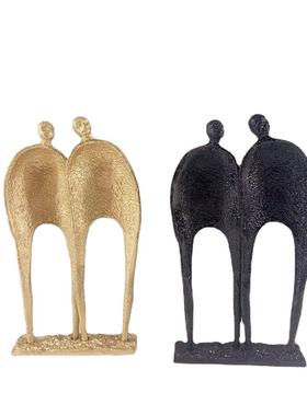 新中式铸铁抽象人物雕塑摆件样板房售楼部客厅书架玄关装饰架摆设