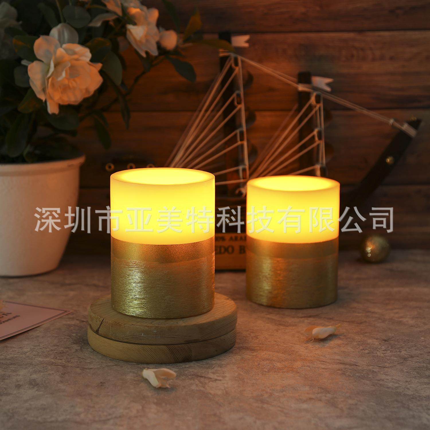 0金色定时功能电子蜡烛单个/套二无火焰家居装饰蜡烛环保蜡烛灯