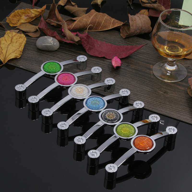 彩色水晶亮铬锌合金柜门拉手现代简约橱柜衣柜抽屉把手厂家直销