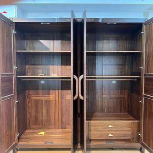 中式北美黑胡桃木全实木衣柜卧室家用大衣橱原木对开门收纳储物柜