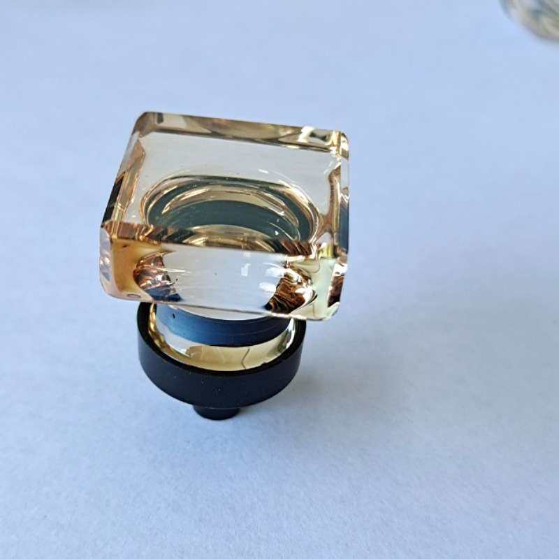 明装四方法式水晶拉手衣柜门橱柜抽屉把手现代简约透明香槟拉手