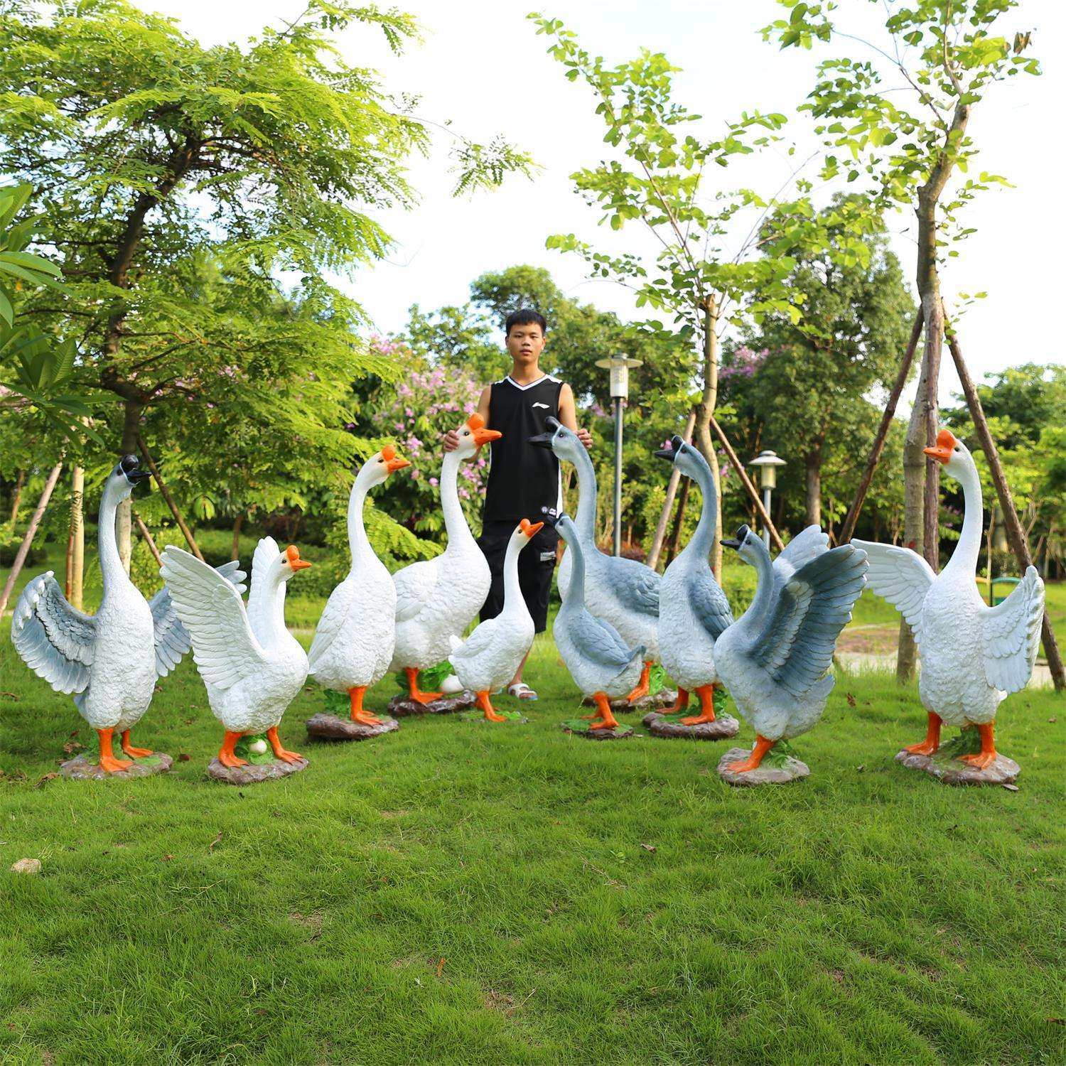 户外仿真动物大型大白鹅落地摆件雕塑店铺花园庭院门口玻璃钢模型,家居饰品,户外/庭院摆件,淘宝优惠券,粉丝福利购,淘宝优惠卷