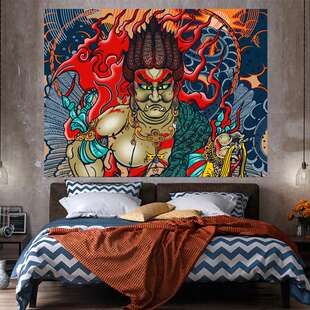 日式动漫武士挂布ins墙布房间床头布置卧室宿舍直播间装饰背景布