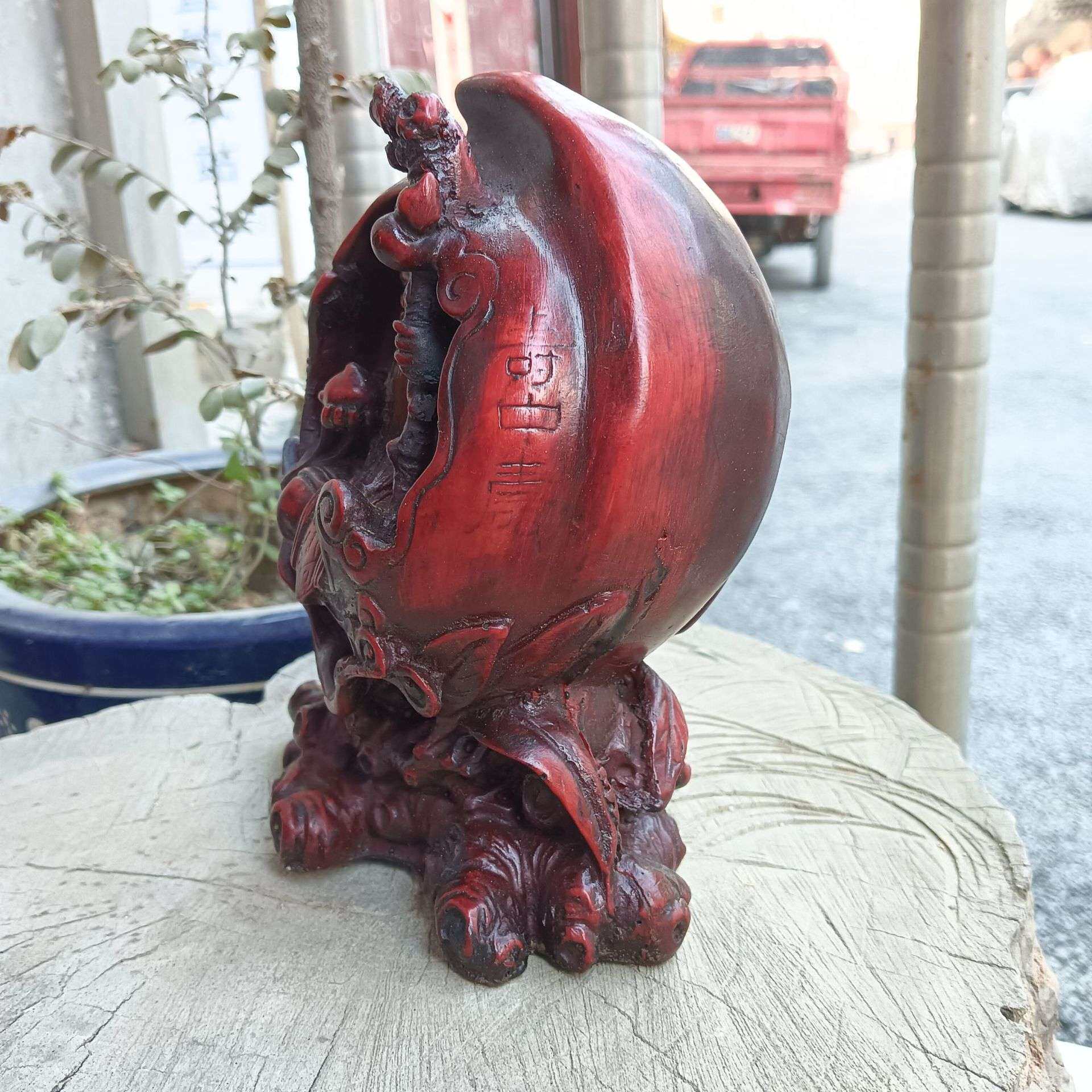 仿古树脂寿中寿寿星古玩收藏仿红木寿桃寿星家居摆件工艺品